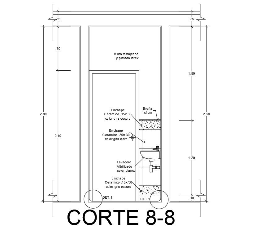 Basin section detail drawing specified in this AutoCAD file | Download this 2d AutoCAD drawing file.