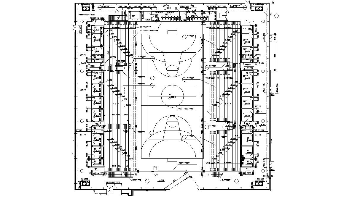 Basket Ball Stadium Design Plan CAD File