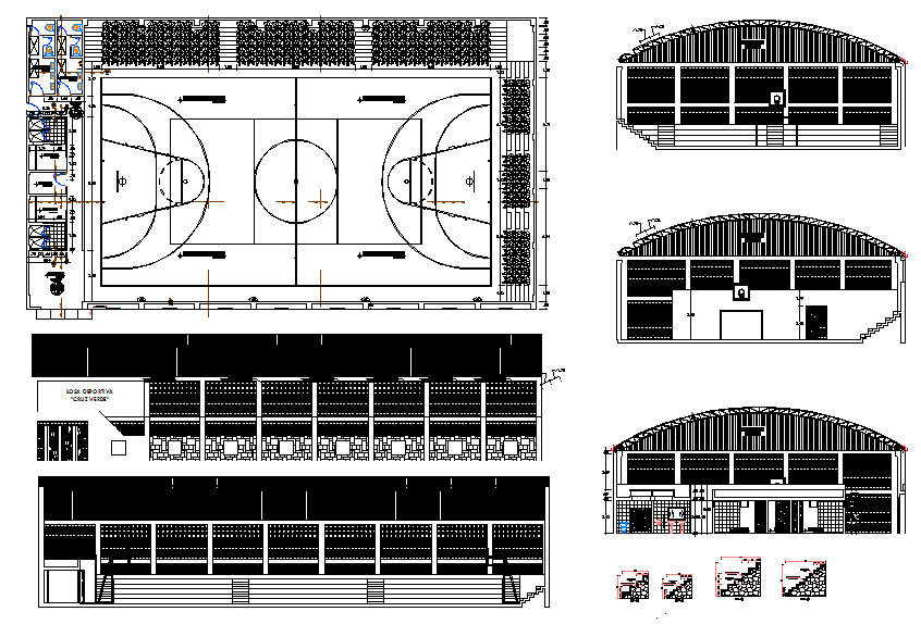 Basket ball court, ground dwg file