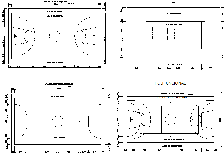 Basket ball court layout plan dwg file