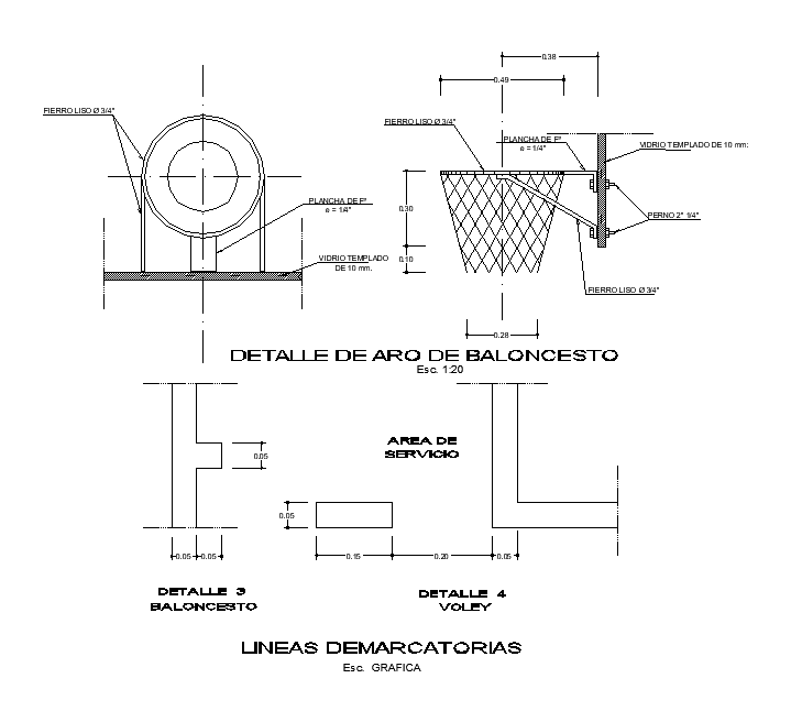Basket Ball Net Detail CAD Drawing DWG File