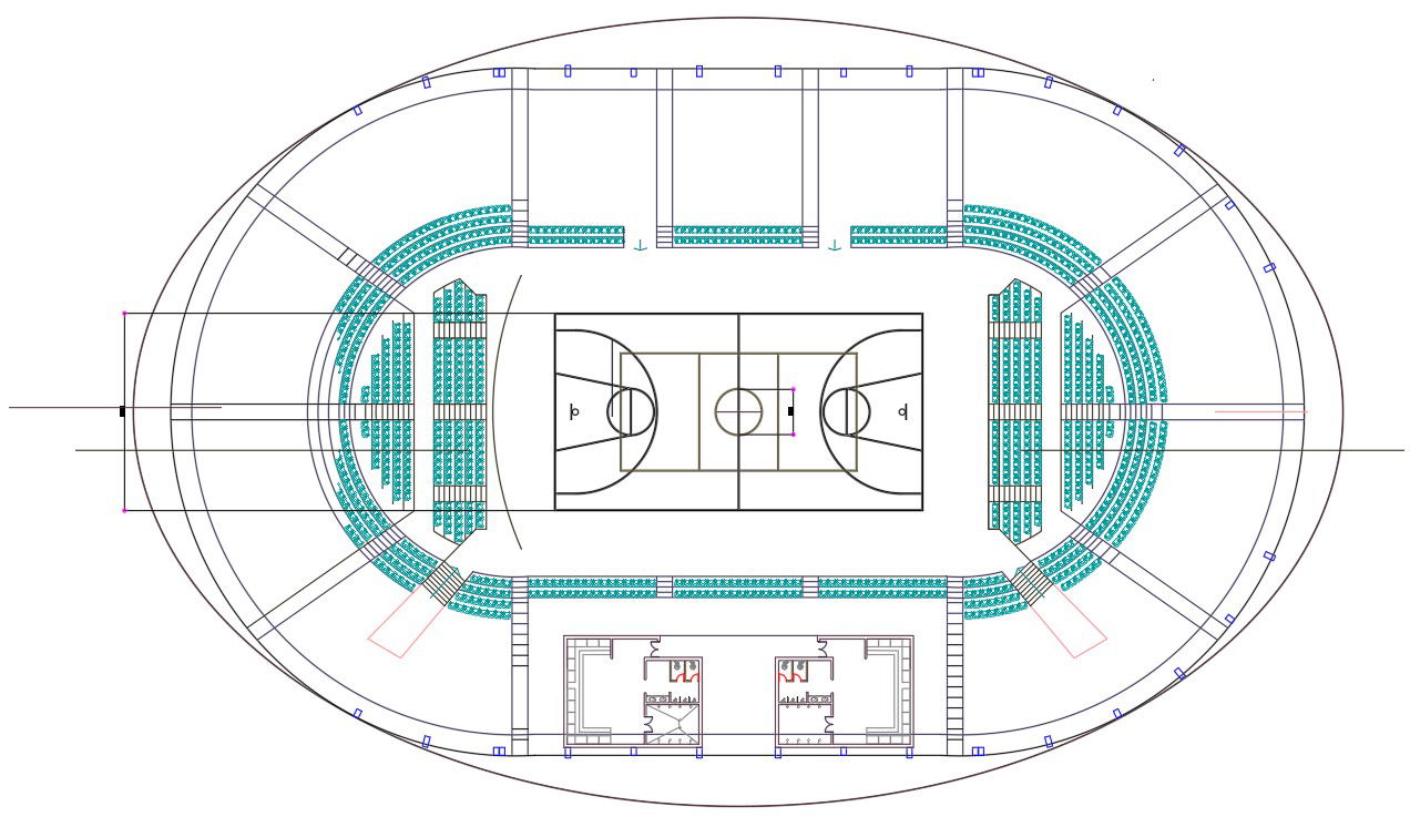 Basket Ball Stadium Plan Drawing DWG file