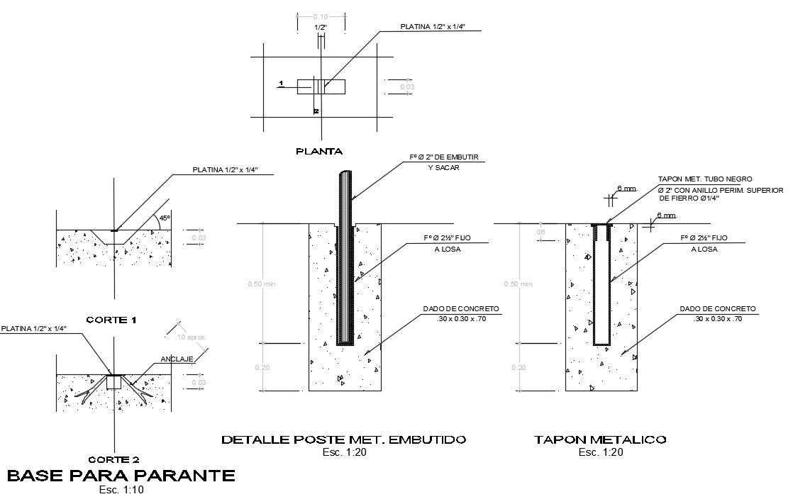 Basketball Column Installation section CAD Drawing DWG File