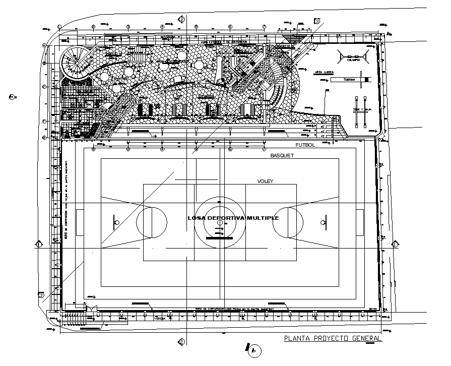Basketball Play Ground Plan AutoCAD Drawing Download DWG File