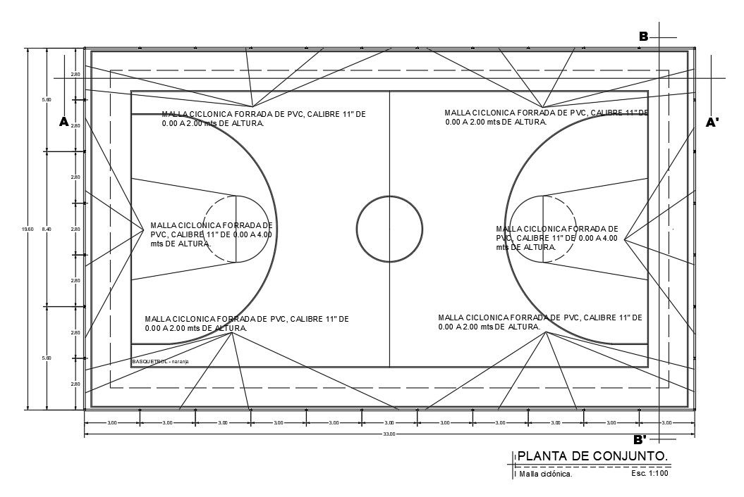 Basketball Play Ground Plan AutoCAD Drawing Free Download DWG File