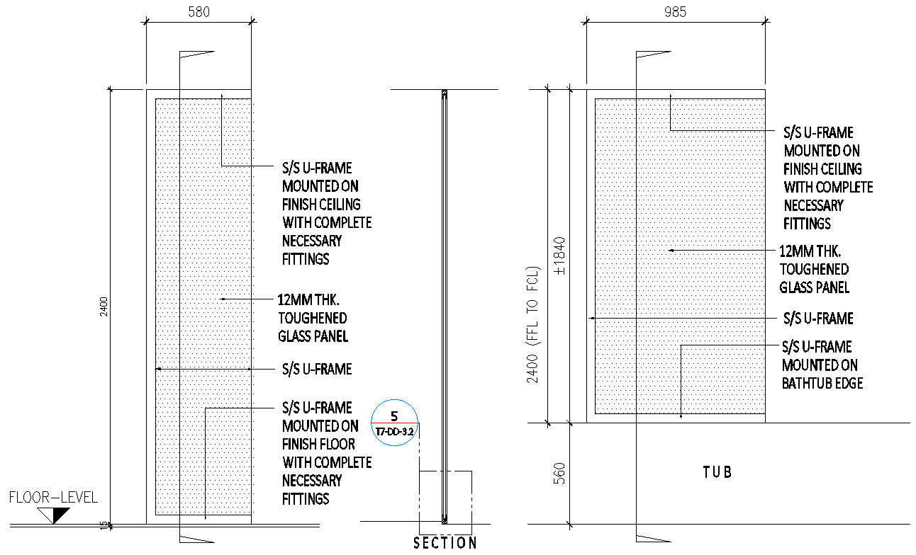 Bath Tub Detail Section DWG AutoCAD file