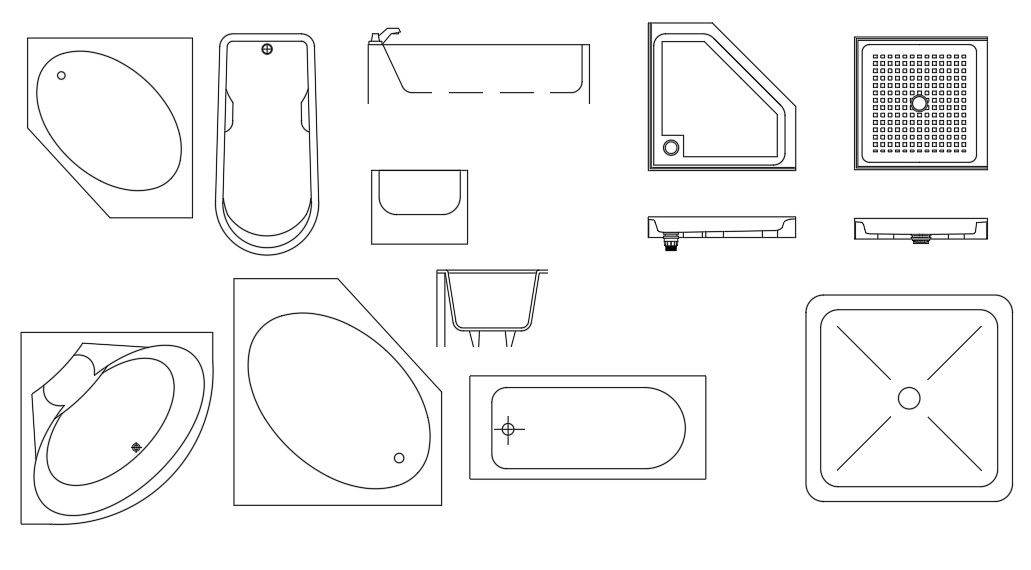 Bath Tub Free CAD Blocks Drawing Top View DWG File