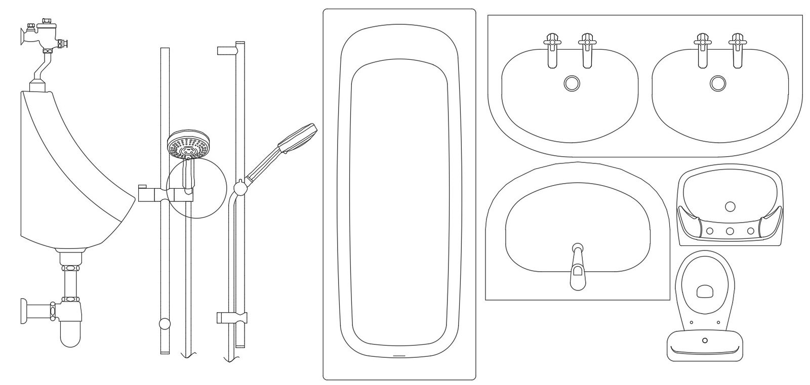 Bathroom Blocks Elevation design 2d AutoCAD Drawing Free Download