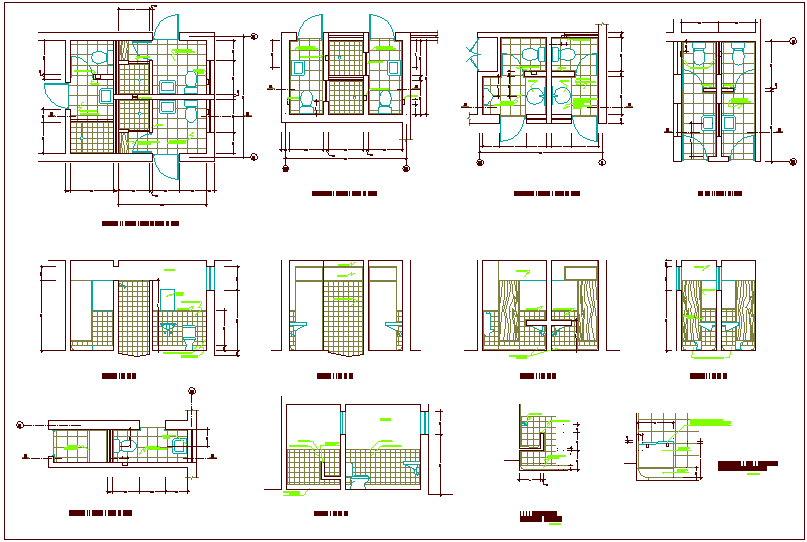 Bathroom Design view with plan and sectional view dwg file