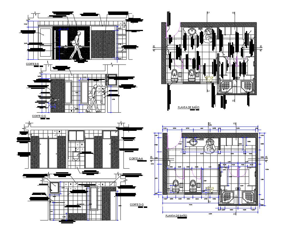 Bathroom Elevation and Layout plan WIth DWG File