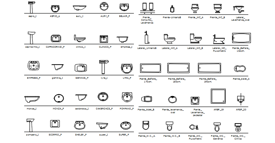Bathroom fixtures blocks in autocad