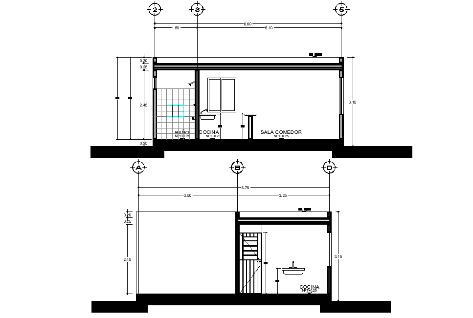 Bathroom section plan layout file