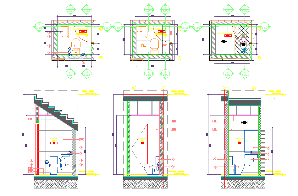 Bathroom toilet plan detail view dwg file