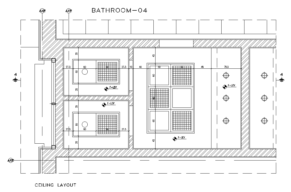 Bathroom 04 ceiling layout CAD drawing is given in this file