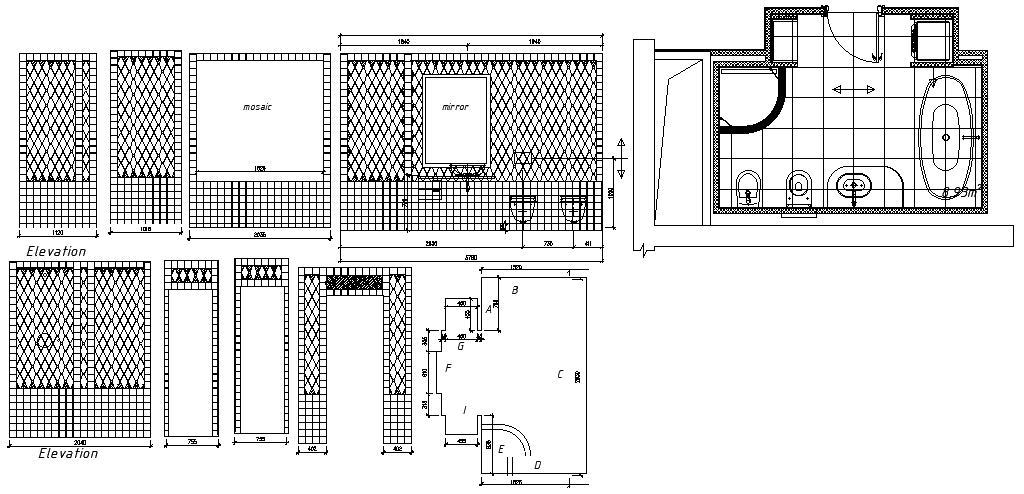 Bathroom Elevation And Floor Plan Layout Design AutoCAD DWG 