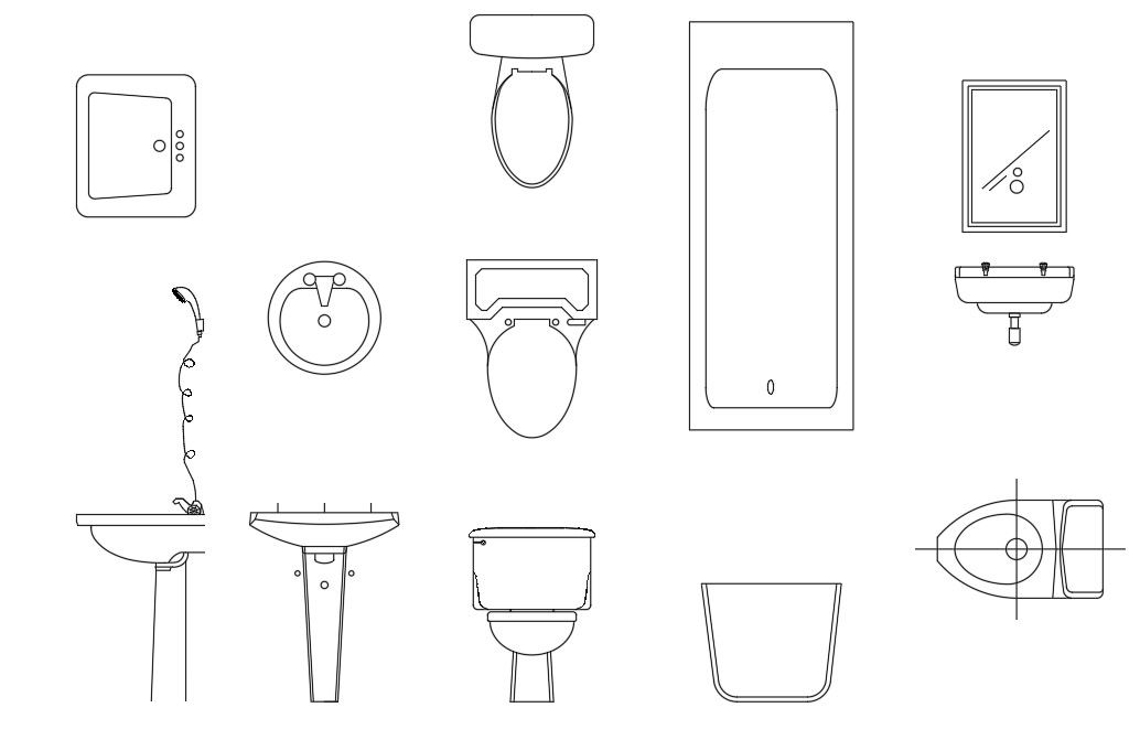 Bathroom Sanitary CAD Blocks Free Drawing DWG File