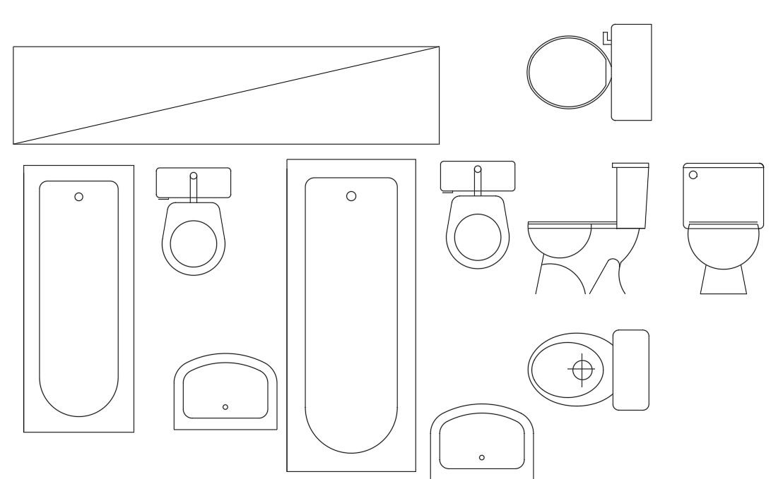Bathroom Sanitary Ware Free CAD Blocks Drawing DWG File