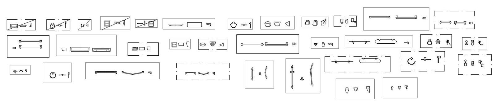 Bathroom accessories blocks design in AutoCAD 2D drawing, CAD file, dwg file