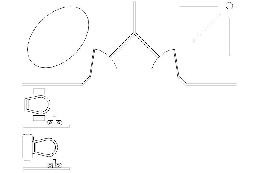 Bathroom all sanitary ware layout in AutoCAD, dwg file.