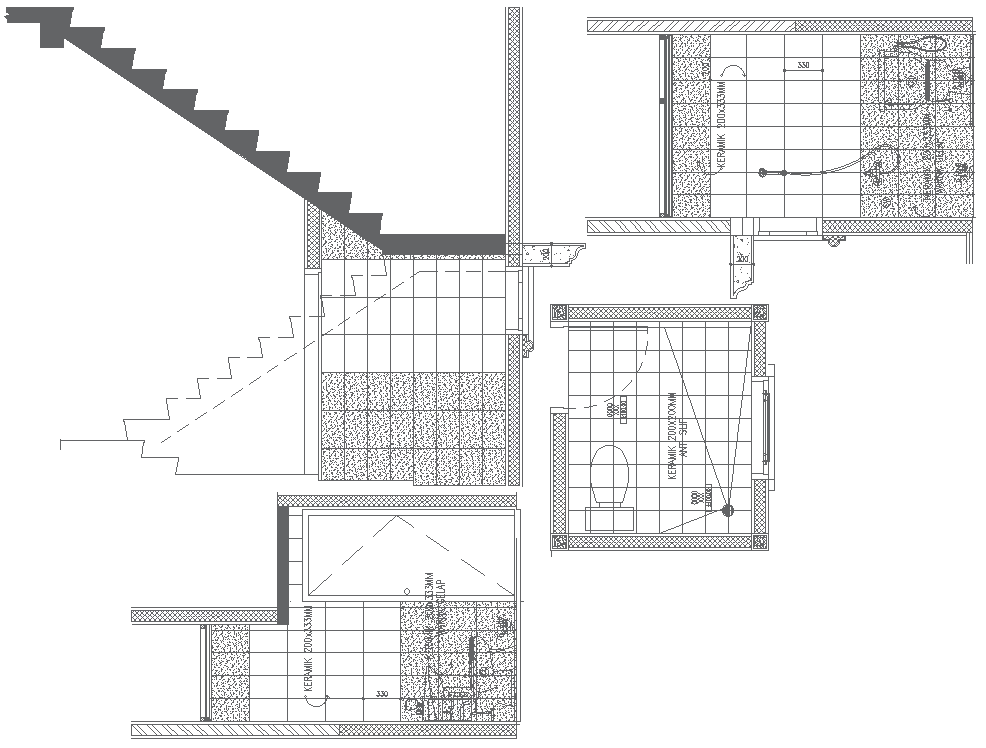 Bathroom and Stair Layout Design AutoCAD DWG