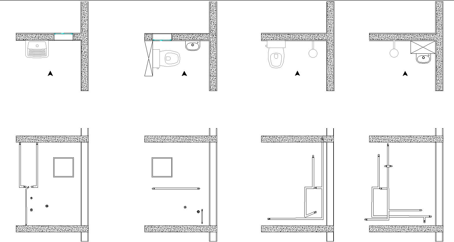 Bathroom and Toilet Layout Cad DWG Detail File