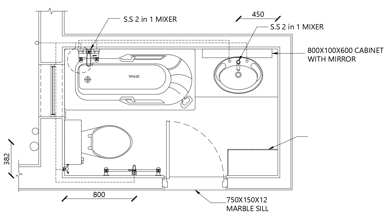 Bathroom cad drawing is given in this cad file. Download this cad file.