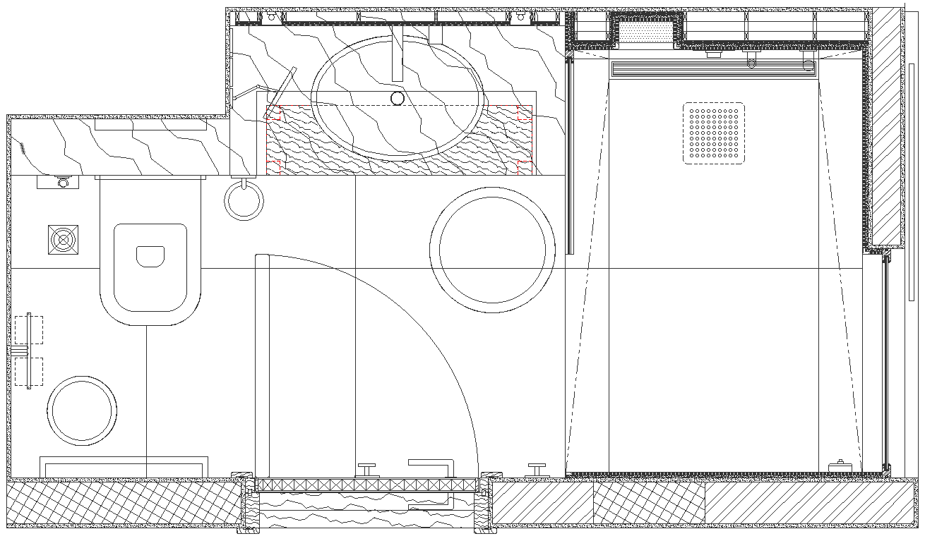 Bathroom design detailed plan with all sanitary units DWG AutoCAD drawing