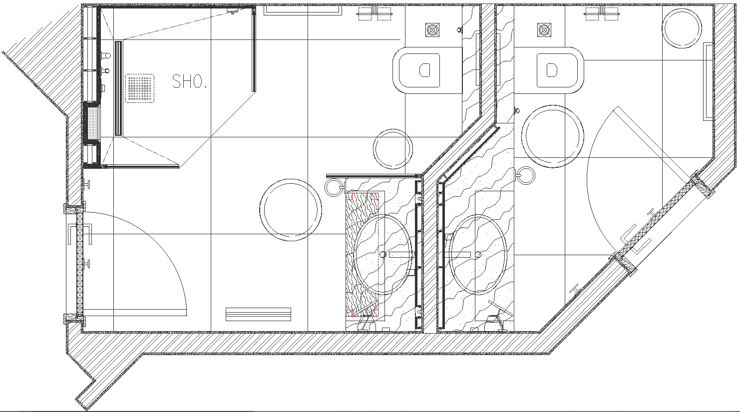 Bathroom detailed top view plan cad block DWG AutoCAD drawing