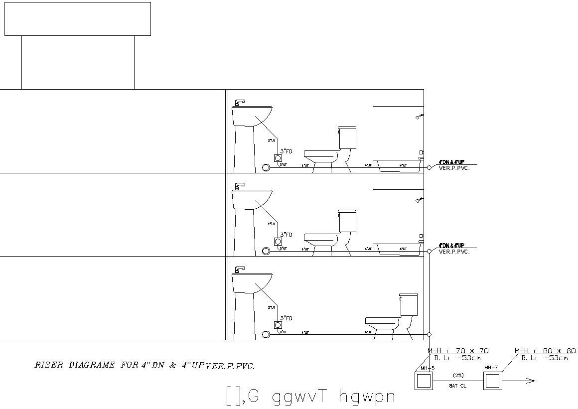Bathroom details of plumbing in AutoCAD, dwg file.