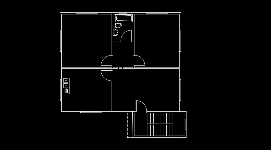 Bathroom location detail of the 11x21m house plan