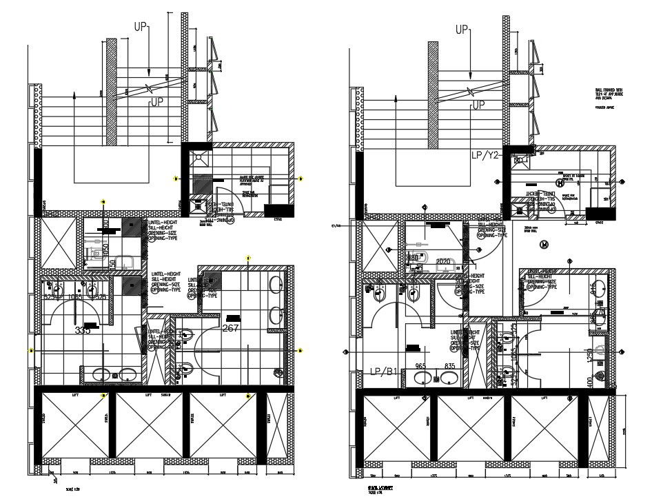 Bathroom plan for Inspiring business parking given in 2D Autocad model. Download the DWG Autocad file.