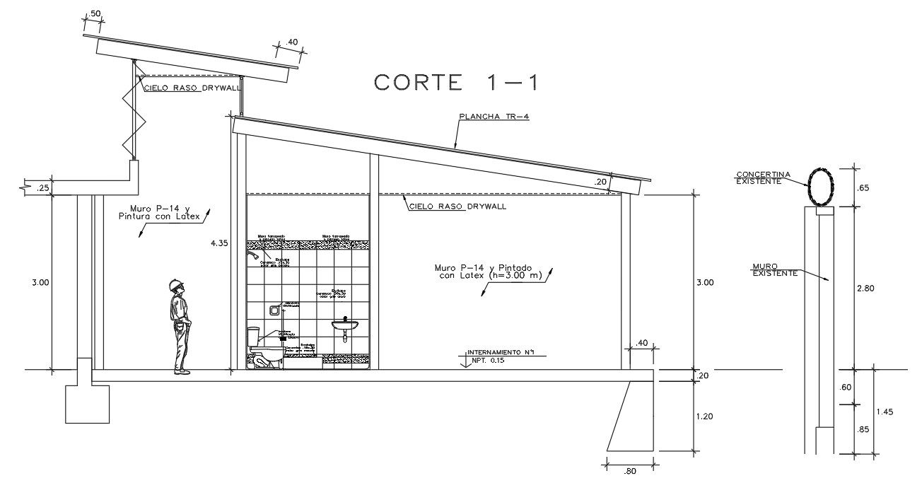 Bathroom section details are described in this AutoCAD drawing file | Download this 2d AutoCAD drawing file.