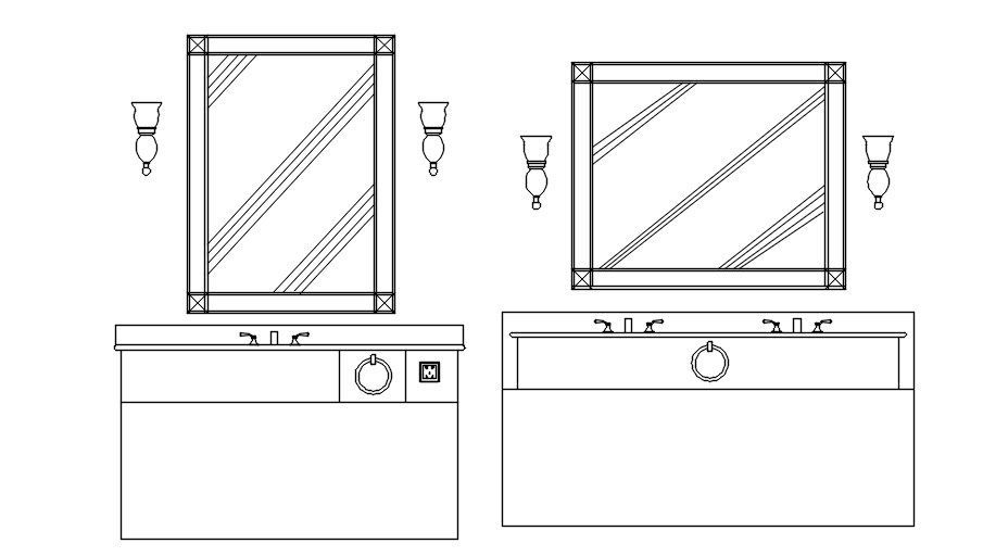 Bathroom vanity design in AutoCAD 2D drawing, dwg file, CAD file
