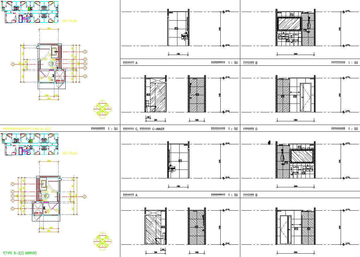 Bathroom vanity wall details drawing in AutoCAD, dwg file.