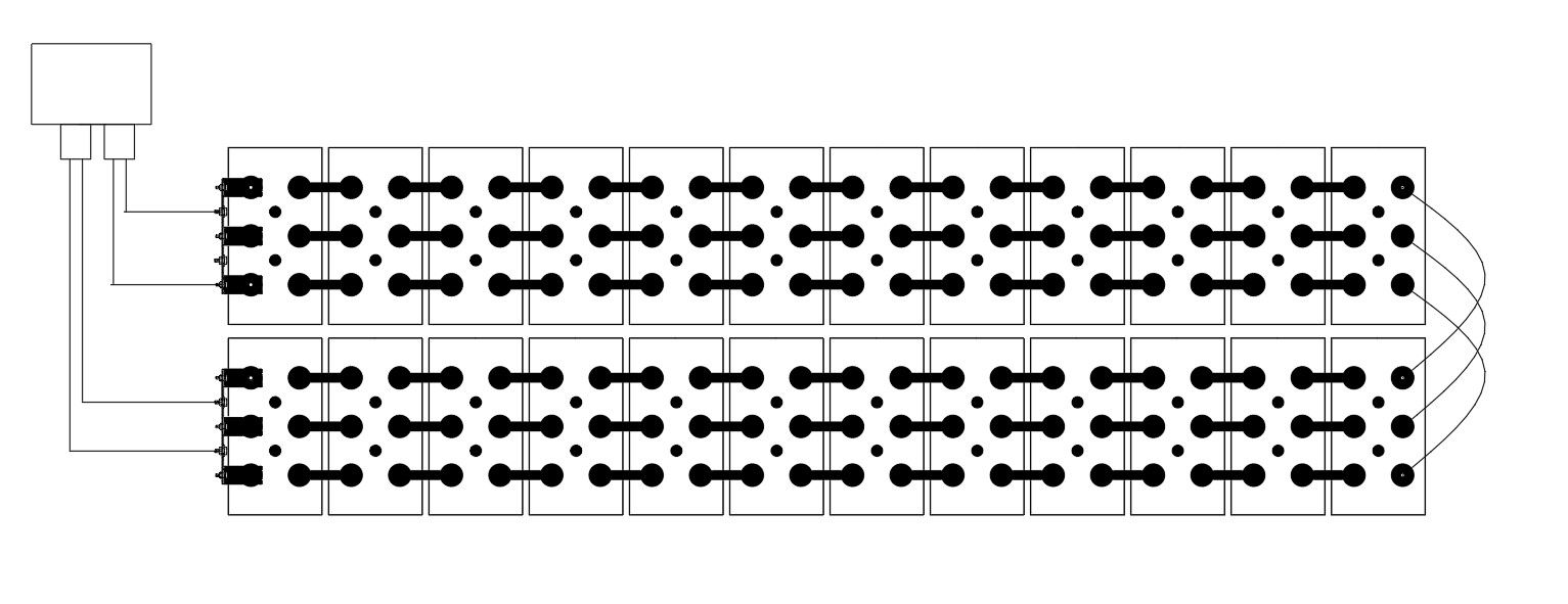Battery wiring diagram in detail AutoCAD 2D drawing, CAD file, dwg file