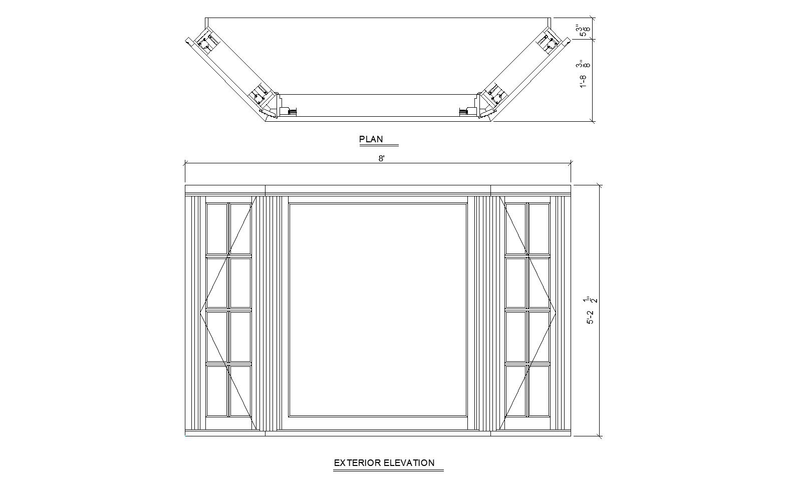 Bay Window Detail AutoCAD DWG File with Plan and CAD Drawing Layout