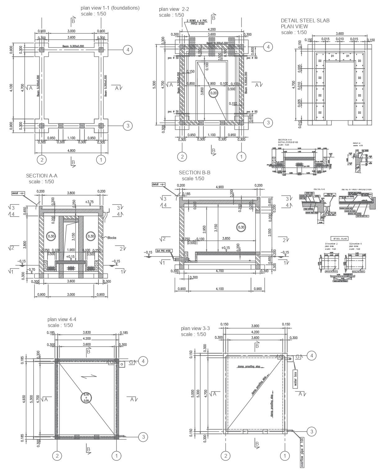 Bay Building Formwork Plan Section Elevation AutoCAD DWG Download