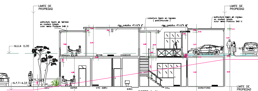 Beach House Architecture Design and Section Details dwg file