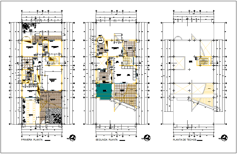 Beach house floor plan with architectural view dwg file