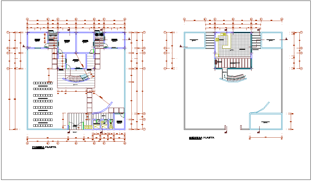 Beach house floor plan with architectural view dwg file
