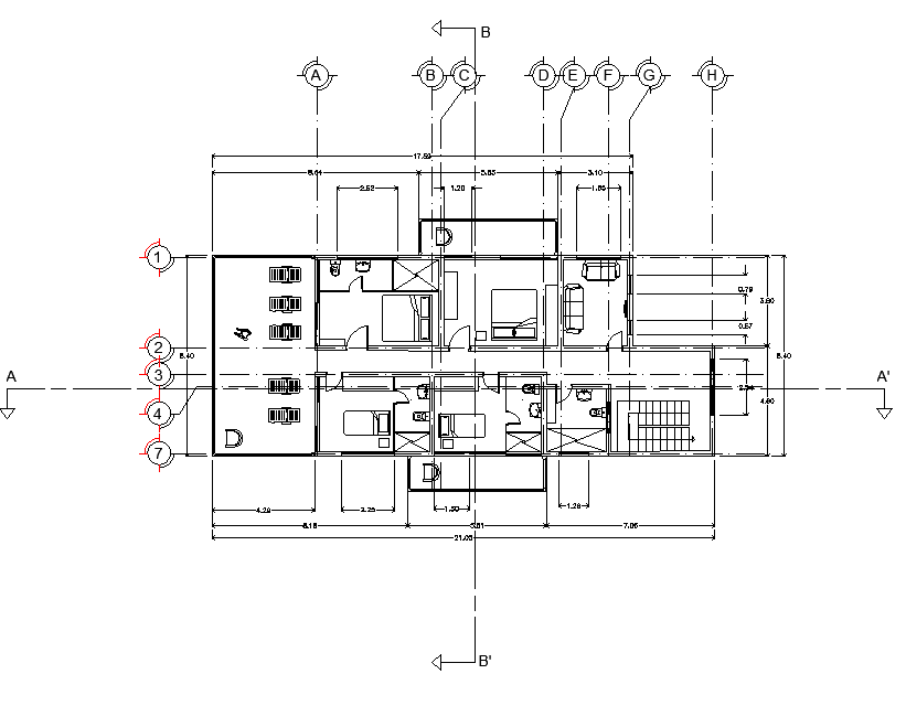 Beach house working plan autocad file