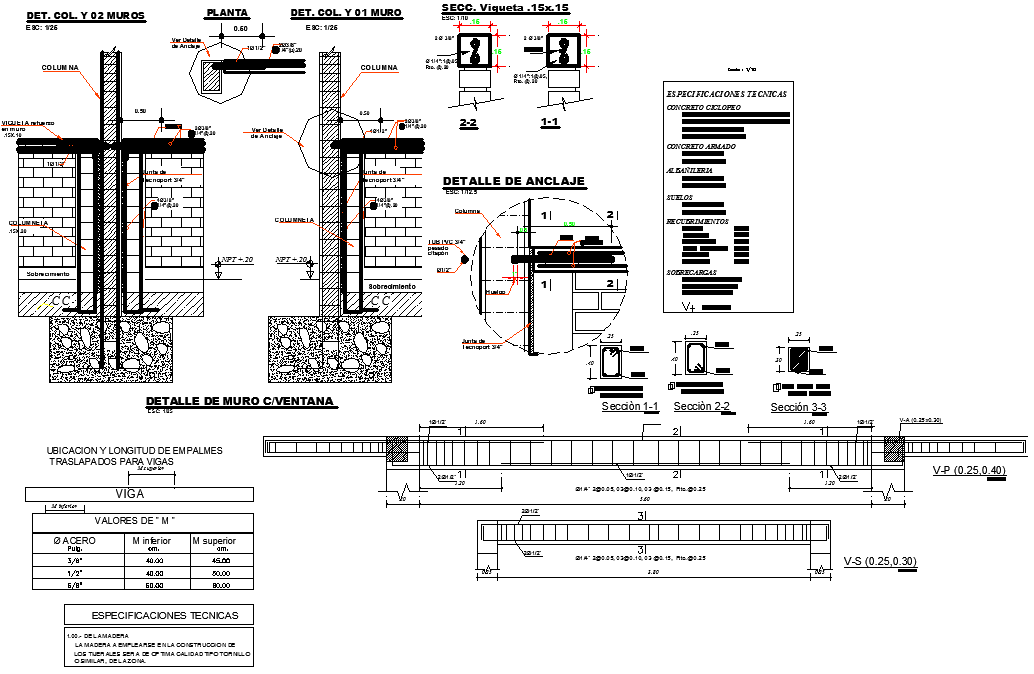 Beam and column detail dwg file