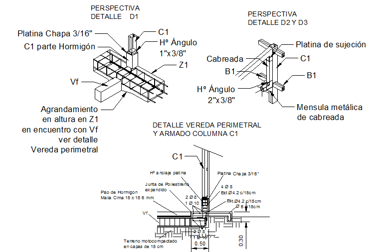 Beam and column joint section detail dwg file