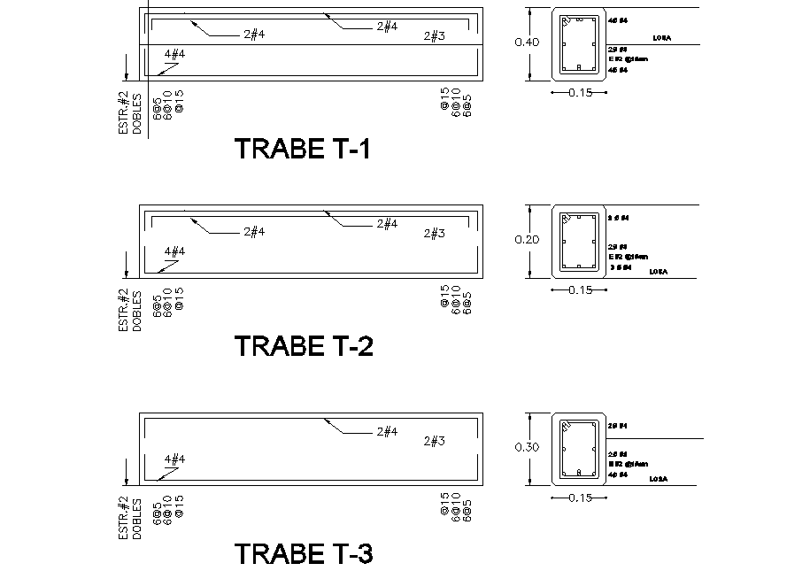 Beam and column section plan autocad file