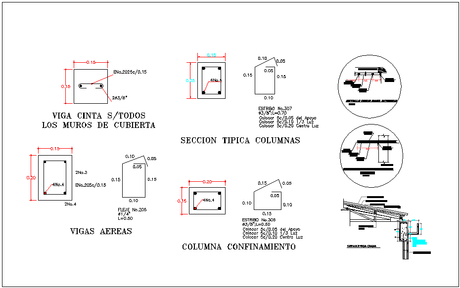 Beam column and other structural member section view detail dwg file