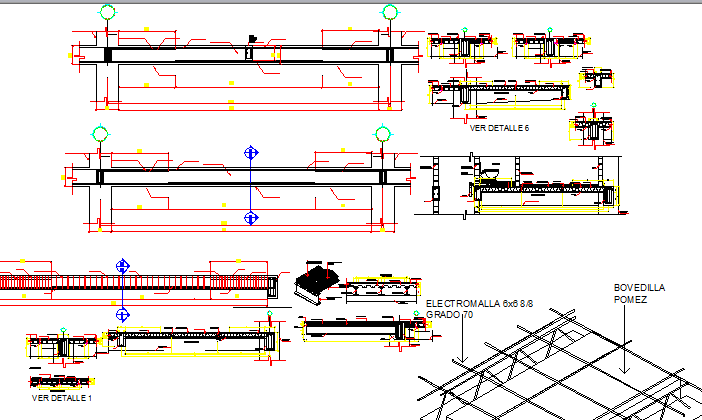 Beam construction details of housing building dwg file