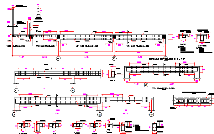 Beam construction details of roof support of building dwg file