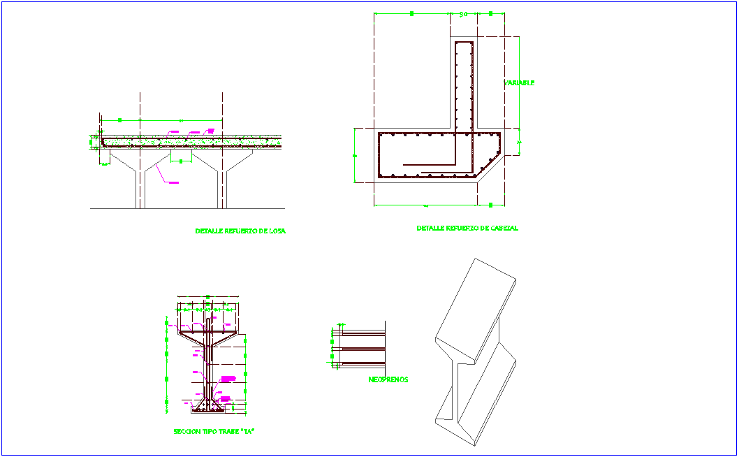 Beam design view with isometric view dwg file