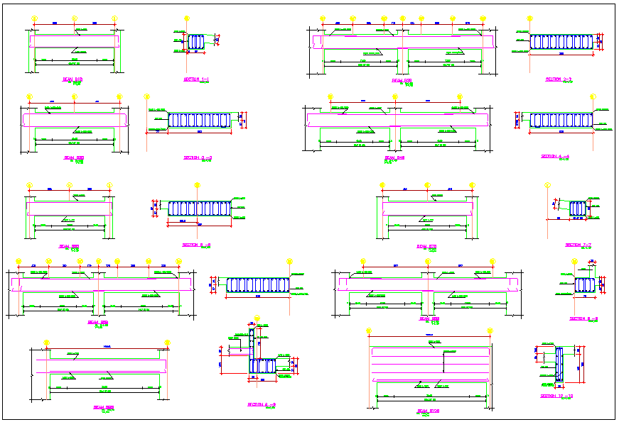Beam detail for tower B1 to B10
