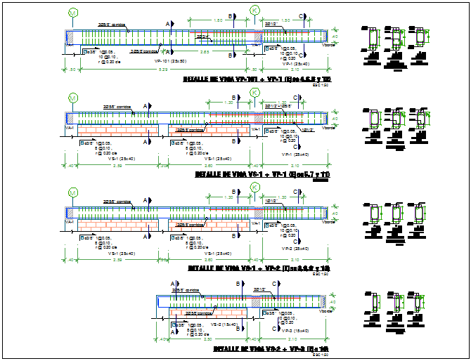 Beam detail view of school with beam section view dwg file